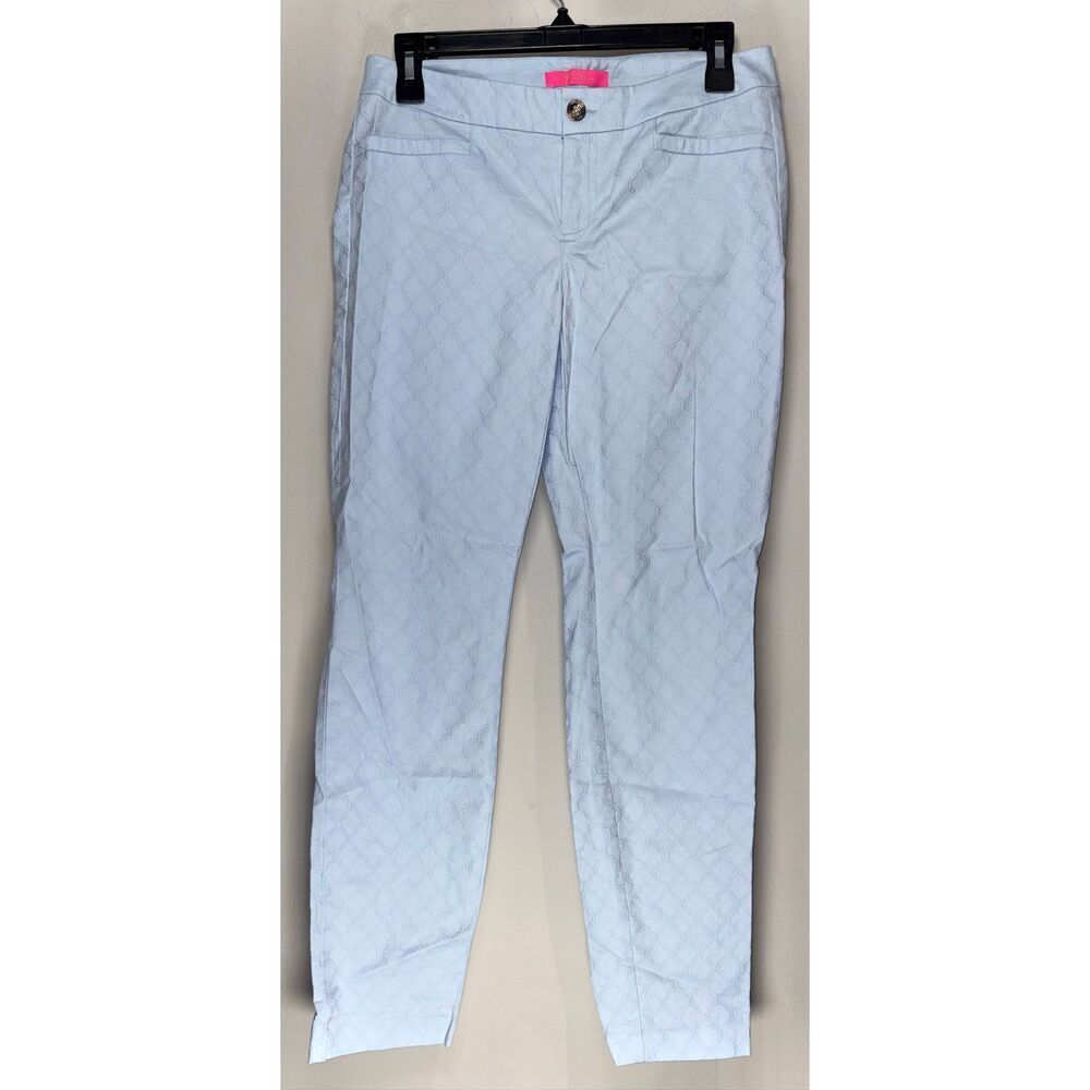 Lilly Pulitzer Kelly Skinny Ankle Pants in a light blue hue featuring a subtle t